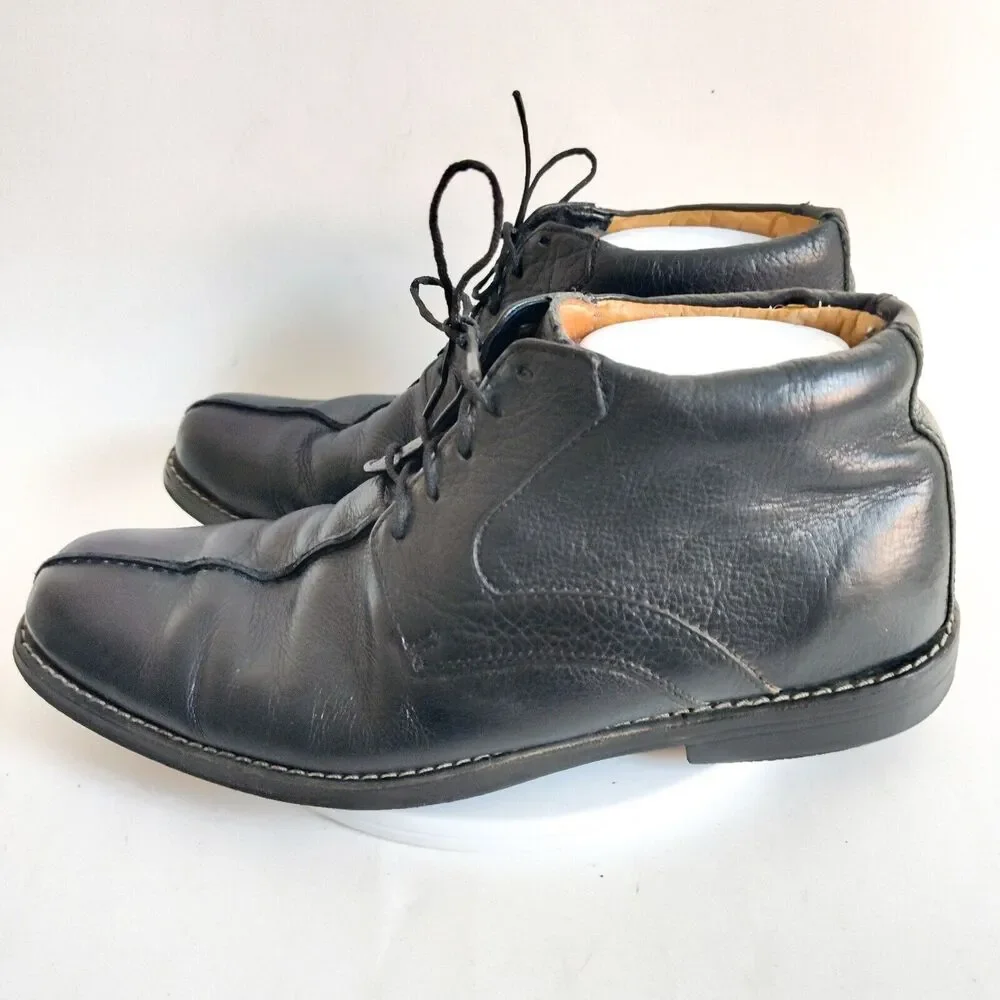 Sandro Comfort Gel Mens Size‎ 8 D Ankle Boots Pebbled Leather Black Lace-up